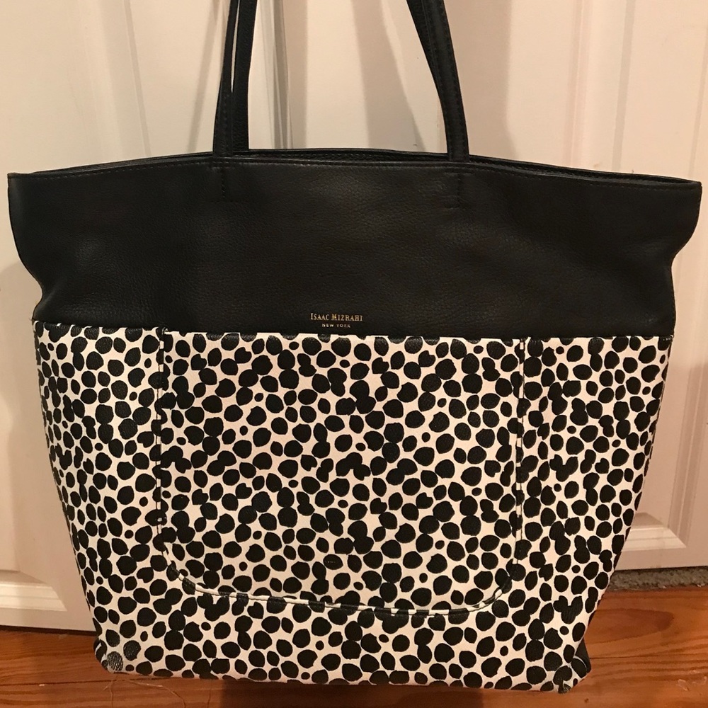 Leather polka dot tote